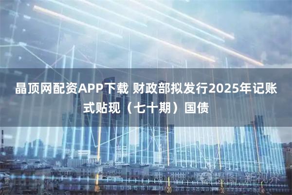 晶顶网配资APP下载 财政部拟发行2025年记账式贴现（七十期）国债