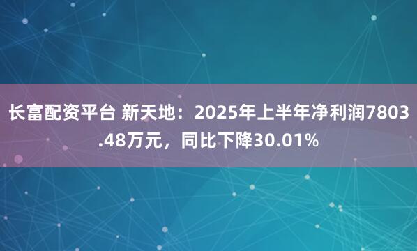 长富配资平台 新天地：2025年上半年净利润7803.48万元，同比下降30.01%