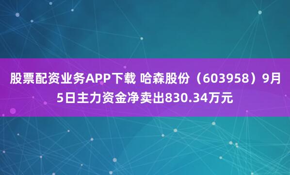 股票配资业务APP下载 哈森股份（603958）9月5日主力资金净卖出830.34万元